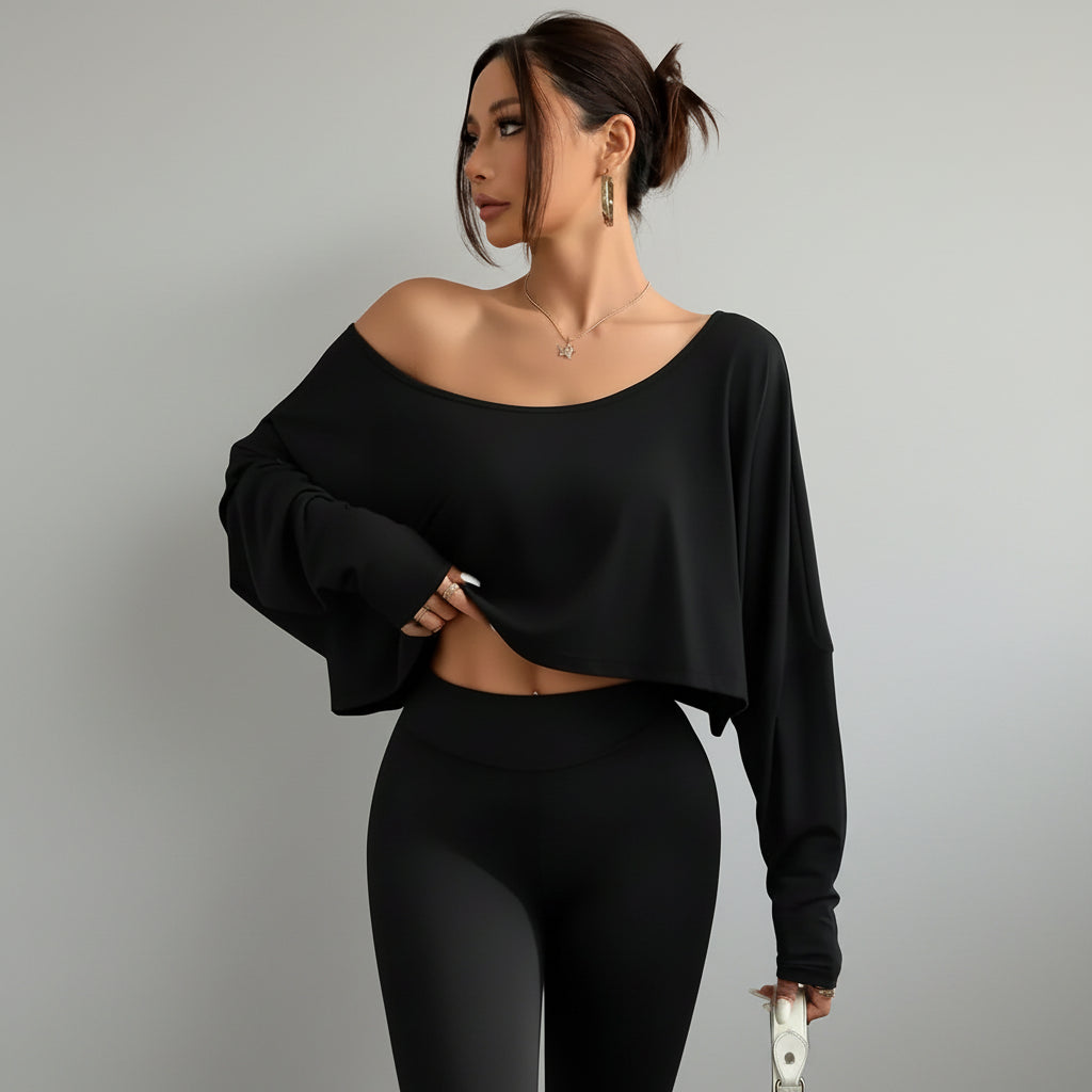 Blusa Assimétrica Preta com Mangas Alça única Lenogue Preto / Pp