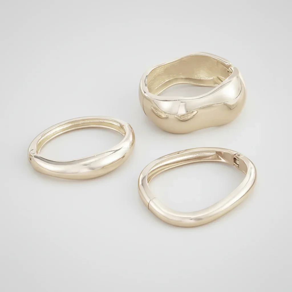 Bracelete Aro Aberto Largo Geométrico Acabamento Polido Lenogue Prata